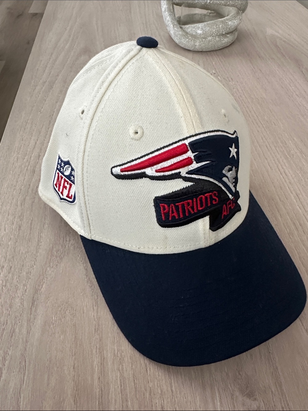 NFL New England Patriots Two-Tone Cream and Navy Adjustable Cap